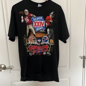 Vintage SF San Francisco 49ers Denver Broncos 1990 Super Bowl XXIV T-Shirt L